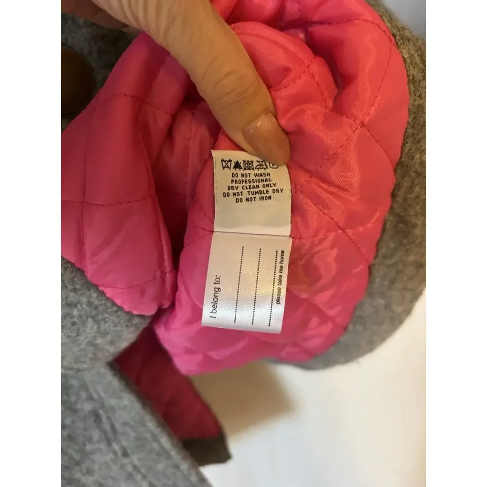 Mini Boden Coat 13 14Y Girl Gray Toggle Pockets Longline Wool Blend